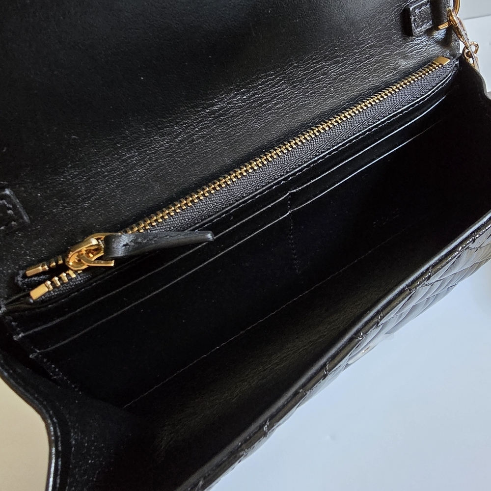 Versace Greca Goddess Mini Quilted Patent Leather Crossbody / Clutch Black - Picture 8 of 13